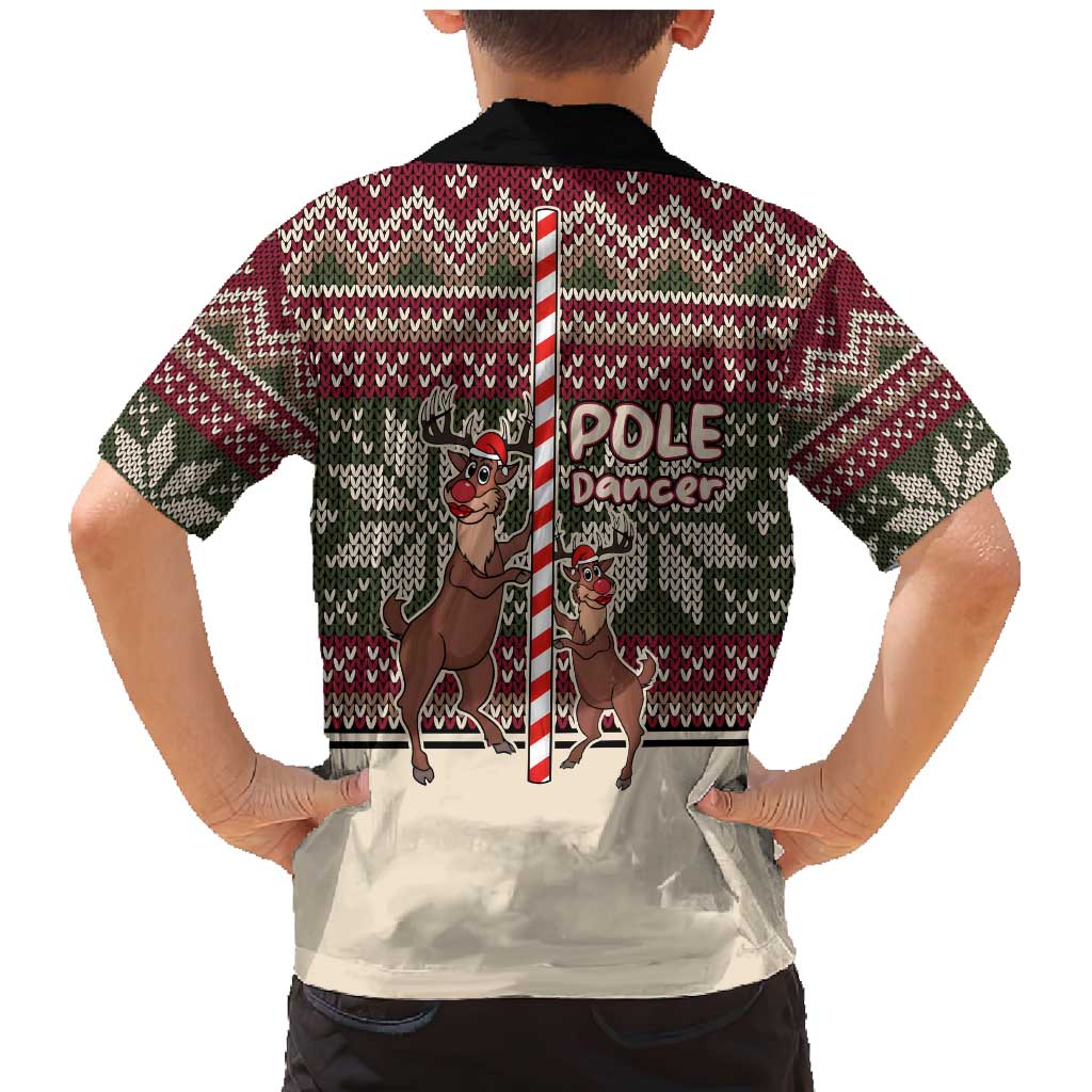 Funny Pole Dancer Reindeer Christmas Family Matching Mermaid Dress and Hawaiian Shirt Xmas Holiday Patterns - Wonder Print Shop