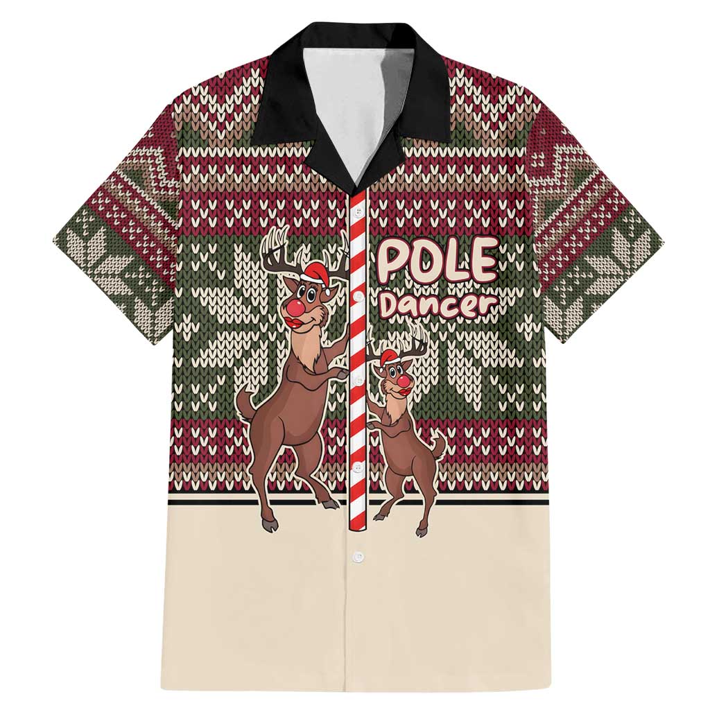 Funny Pole Dancer Reindeer Christmas Family Matching Mermaid Dress and Hawaiian Shirt Xmas Holiday Patterns - Wonder Print Shop
