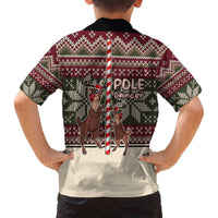 Funny Pole Dancer Reindeer Christmas Family Matching Off The Shoulder Long Sleeve Dress and Hawaiian Shirt Xmas Holiday Patterns - Wonder Print Shop