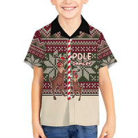 Funny Pole Dancer Reindeer Christmas Family Matching Off The Shoulder Long Sleeve Dress and Hawaiian Shirt Xmas Holiday Patterns - Wonder Print Shop