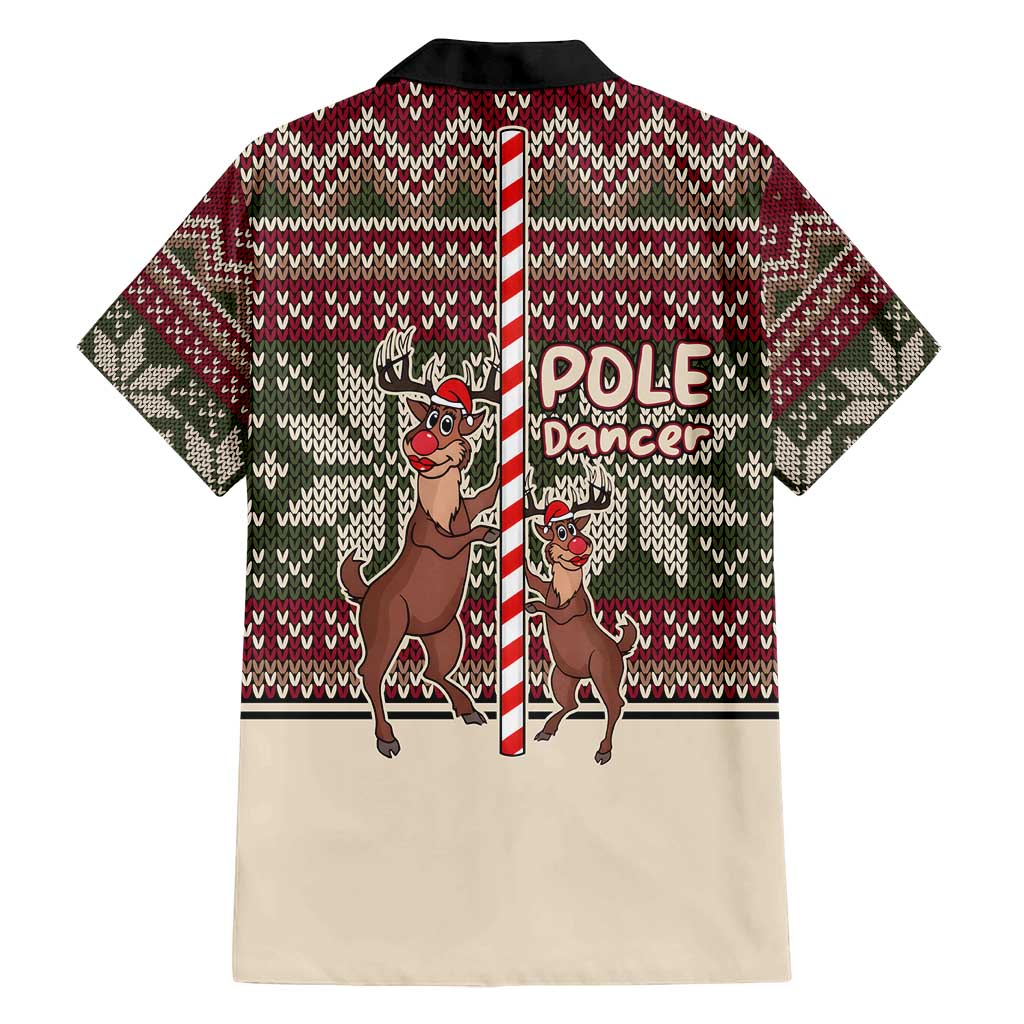 Funny Pole Dancer Reindeer Christmas Family Matching Off Shoulder Maxi Dress and Hawaiian Shirt Xmas Holiday Patterns - Wonder Print Shop