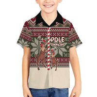 Funny Pole Dancer Reindeer Christmas Family Matching Off Shoulder Maxi Dress and Hawaiian Shirt Xmas Holiday Patterns - Wonder Print Shop