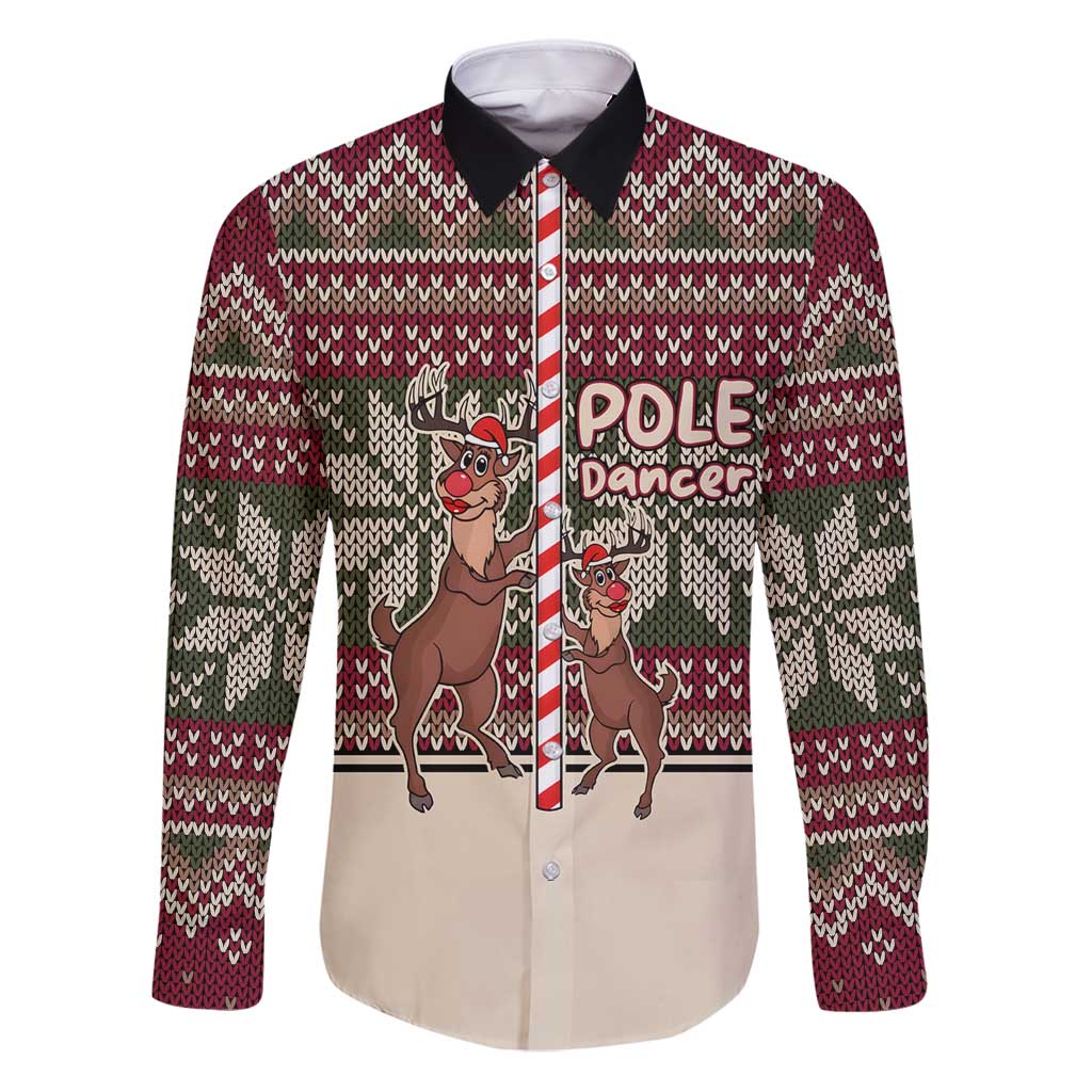 Funny Pole Dancer Reindeer Christmas Family Matching Puletasi and Hawaiian Shirt Xmas Holiday Patterns - Wonder Print Shop