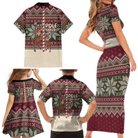 Funny Pole Dancer Reindeer Christmas Family Matching Short Sleeve Bodycon Dress and Hawaiian Shirt Xmas Holiday Patterns - Wonder Print Shop