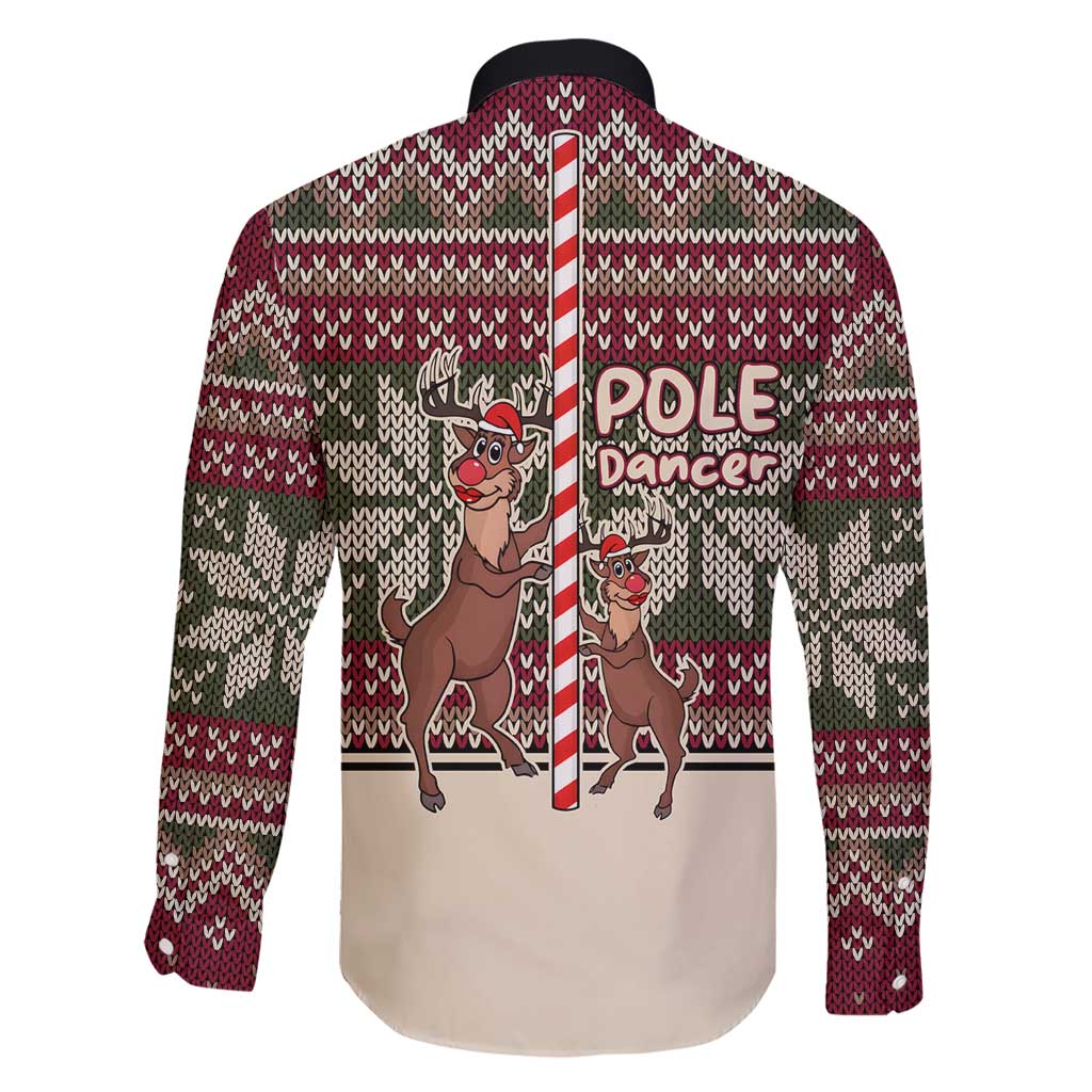 Funny Pole Dancer Reindeer Christmas Family Matching Short Sleeve Bodycon Dress and Hawaiian Shirt Xmas Holiday Patterns - Wonder Print Shop