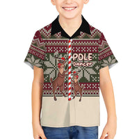 Funny Pole Dancer Reindeer Christmas Family Matching Short Sleeve Bodycon Dress and Hawaiian Shirt Xmas Holiday Patterns - Wonder Print Shop