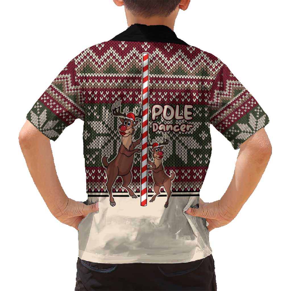 Funny Pole Dancer Reindeer Christmas Family Matching Summer Maxi Dress and Hawaiian Shirt Xmas Holiday Patterns - Wonder Print Shop