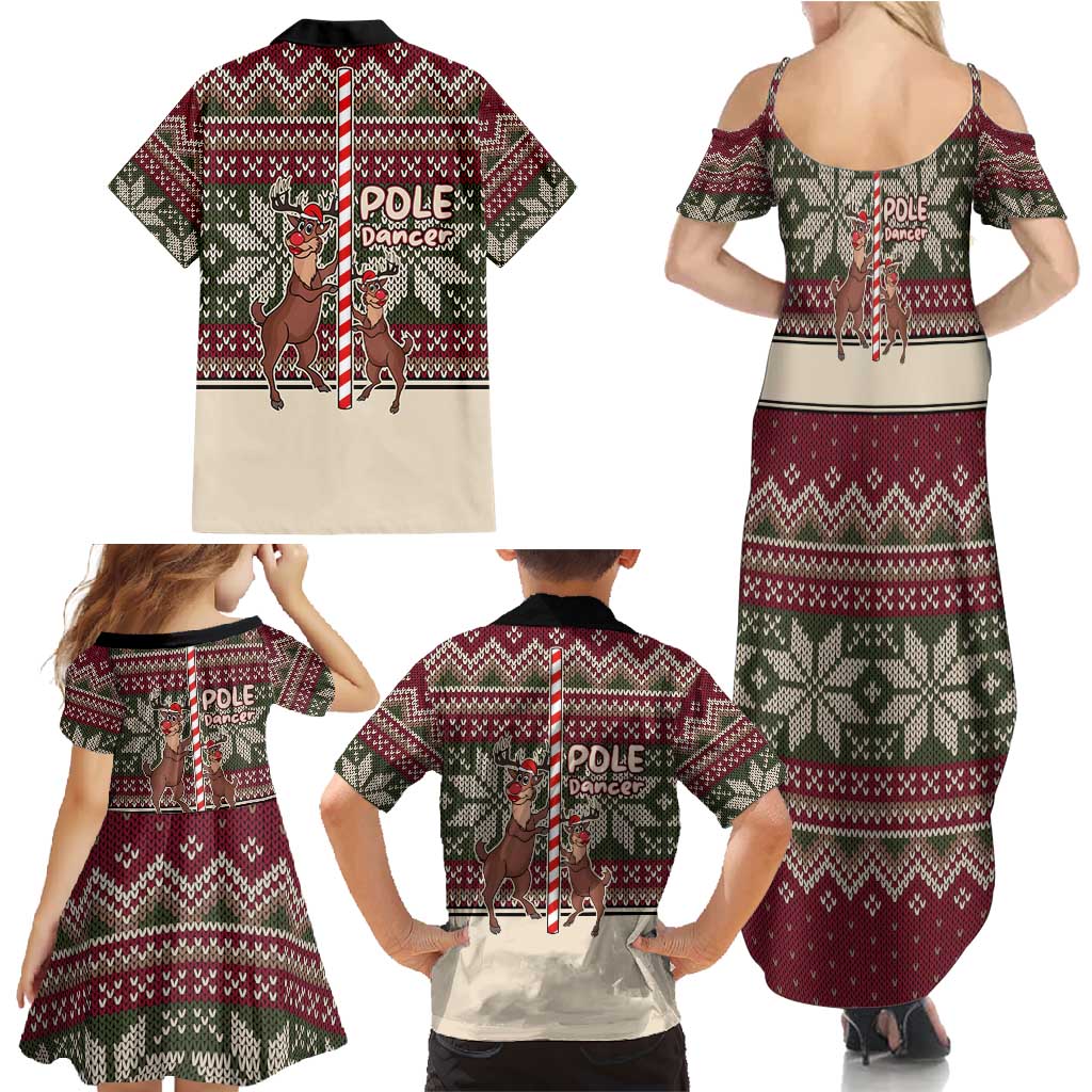 Funny Pole Dancer Reindeer Christmas Family Matching Summer Maxi Dress and Hawaiian Shirt Xmas Holiday Patterns - Wonder Print Shop