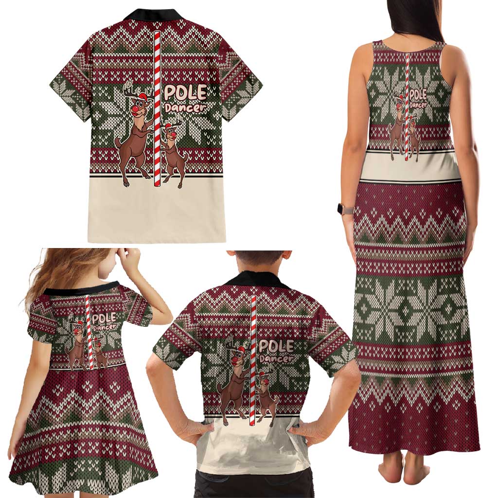 Funny Pole Dancer Reindeer Christmas Family Matching Tank Maxi Dress and Hawaiian Shirt Xmas Holiday Patterns - Wonder Print Shop