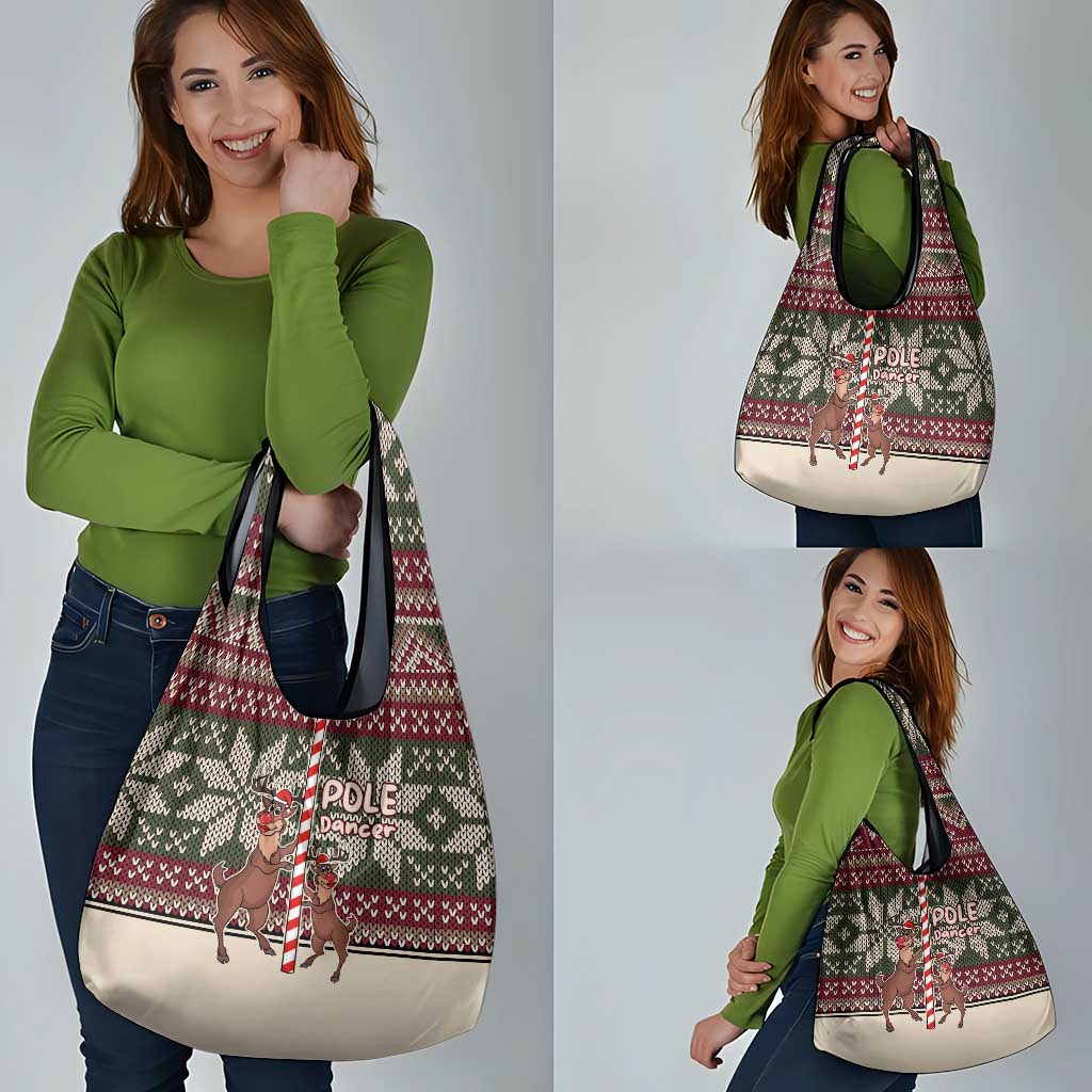 Funny Pole Dancer Reindeer Christmas Grocery Bag Xmas Holiday Patterns - Wonder Print Shop