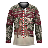 Funny Pole Dancer Reindeer Christmas Hockey Jersey Xmas Holiday Patterns - Wonder Print Shop