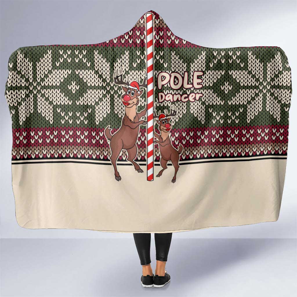 Funny Pole Dancer Reindeer Christmas Hooded Blanket Xmas Holiday Patterns - Wonder Print Shop