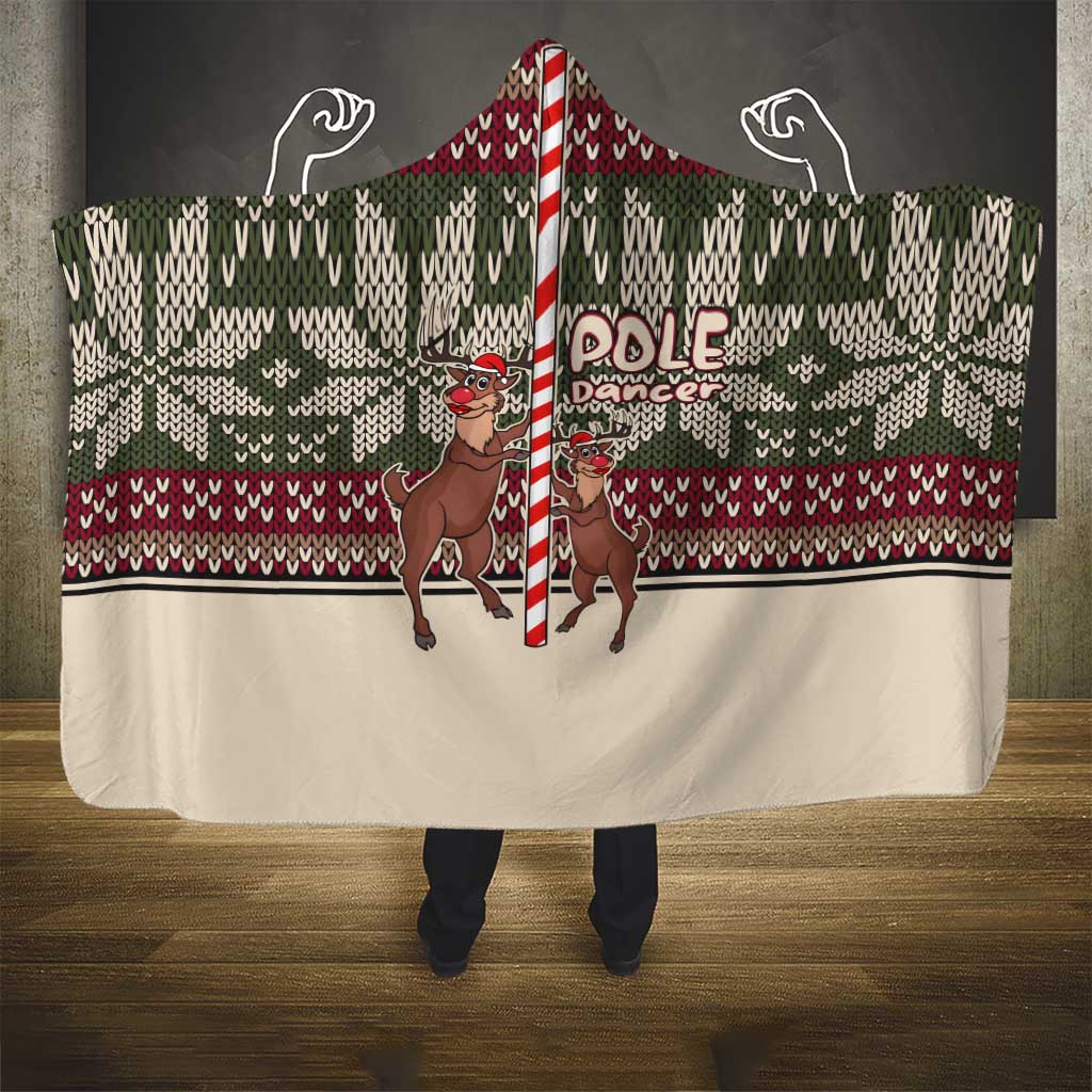 Funny Pole Dancer Reindeer Christmas Hooded Blanket Xmas Holiday Patterns - Wonder Print Shop