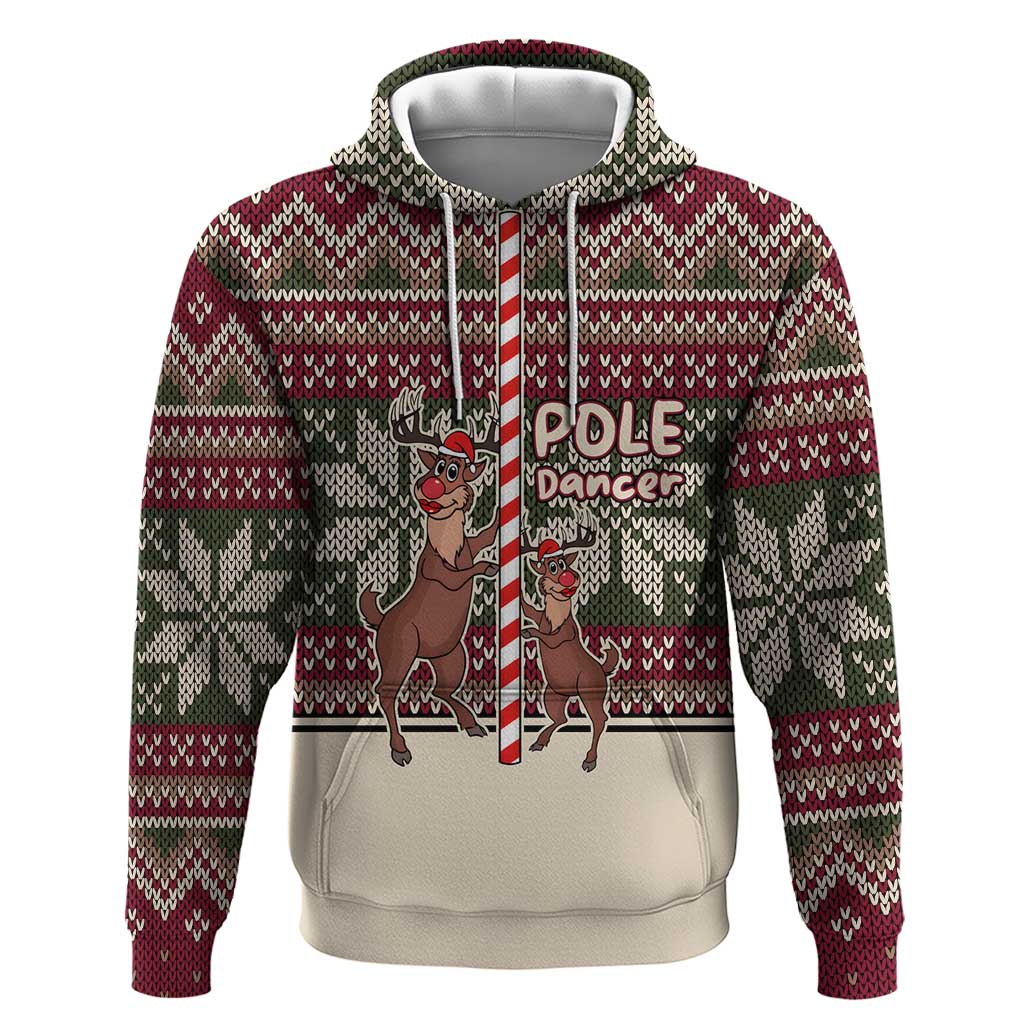 Funny Pole Dancer Reindeer Christmas Hoodie Xmas Holiday Patterns - Wonder Print Shop