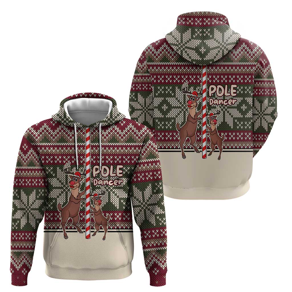 Funny Pole Dancer Reindeer Christmas Hoodie Xmas Holiday Patterns - Wonder Print Shop