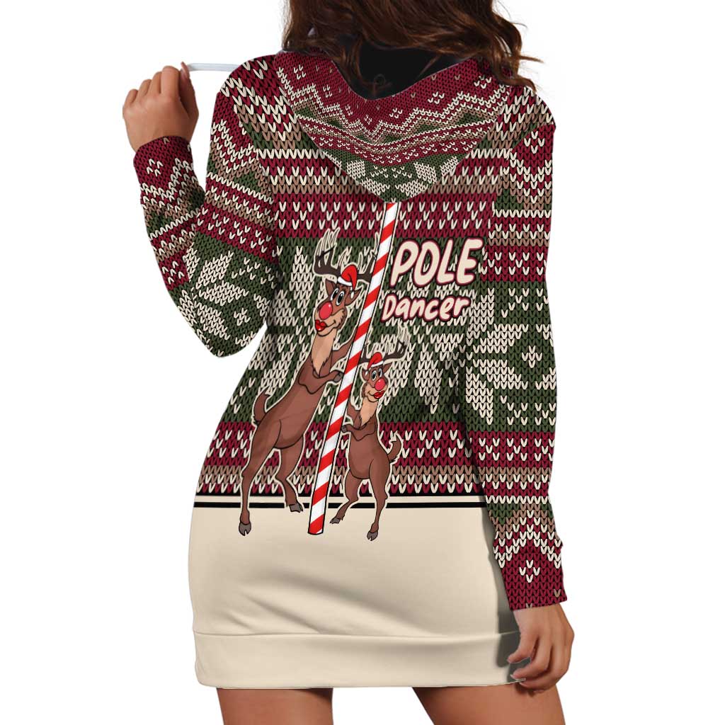Funny Pole Dancer Reindeer Christmas Hoodie Dress Xmas Holiday Patterns - Wonder Print Shop