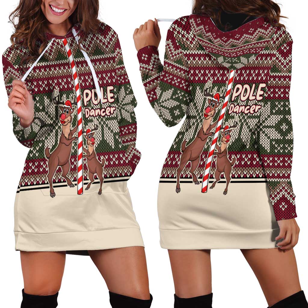 Funny Pole Dancer Reindeer Christmas Hoodie Dress Xmas Holiday Patterns - Wonder Print Shop