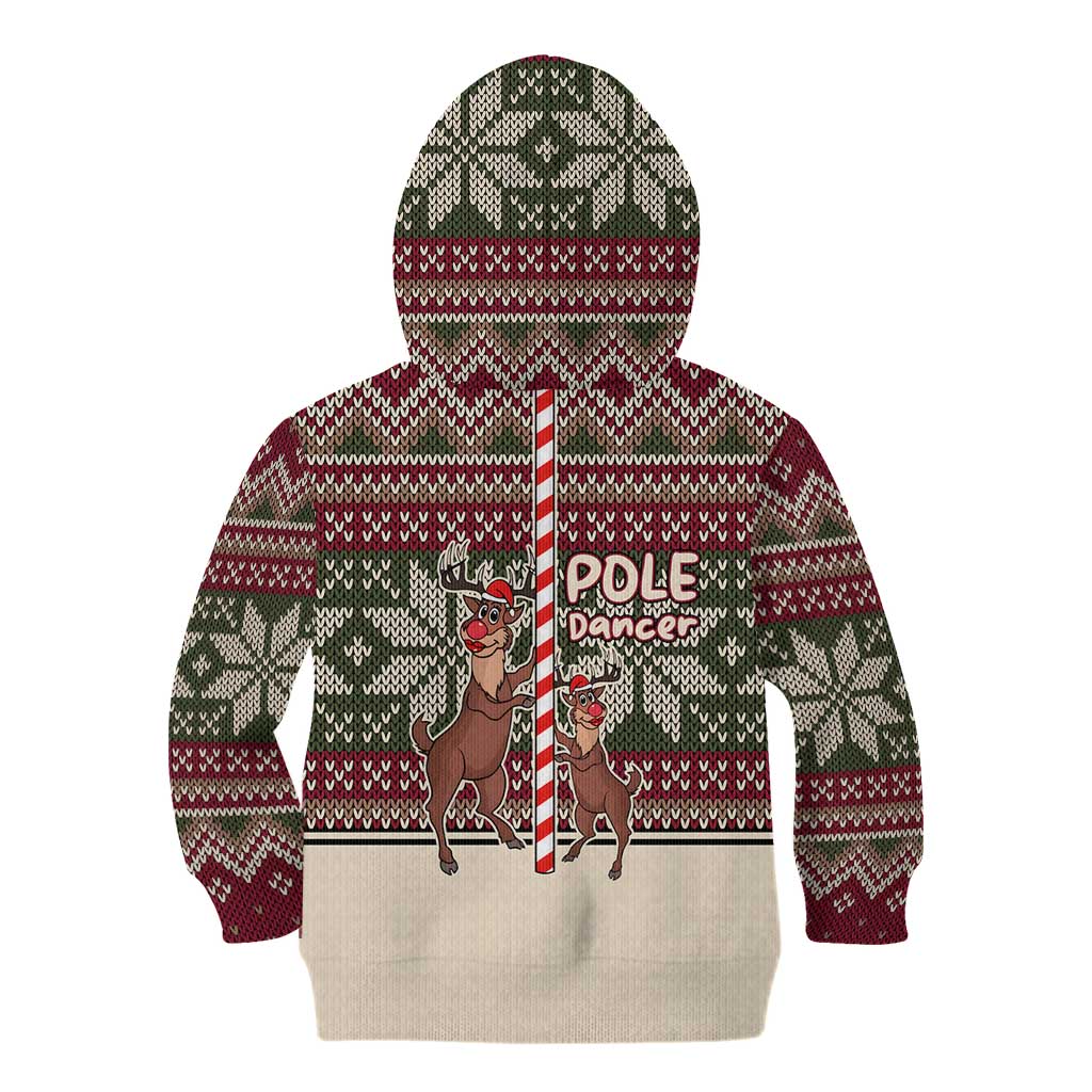 Funny Pole Dancer Reindeer Christmas Kid Hoodie Xmas Holiday Patterns - Wonder Print Shop