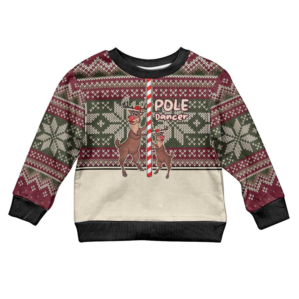 Funny Pole Dancer Reindeer Christmas Kid Ugly Christmas Sweater Xmas Holiday Patterns - Wonder Print Shop