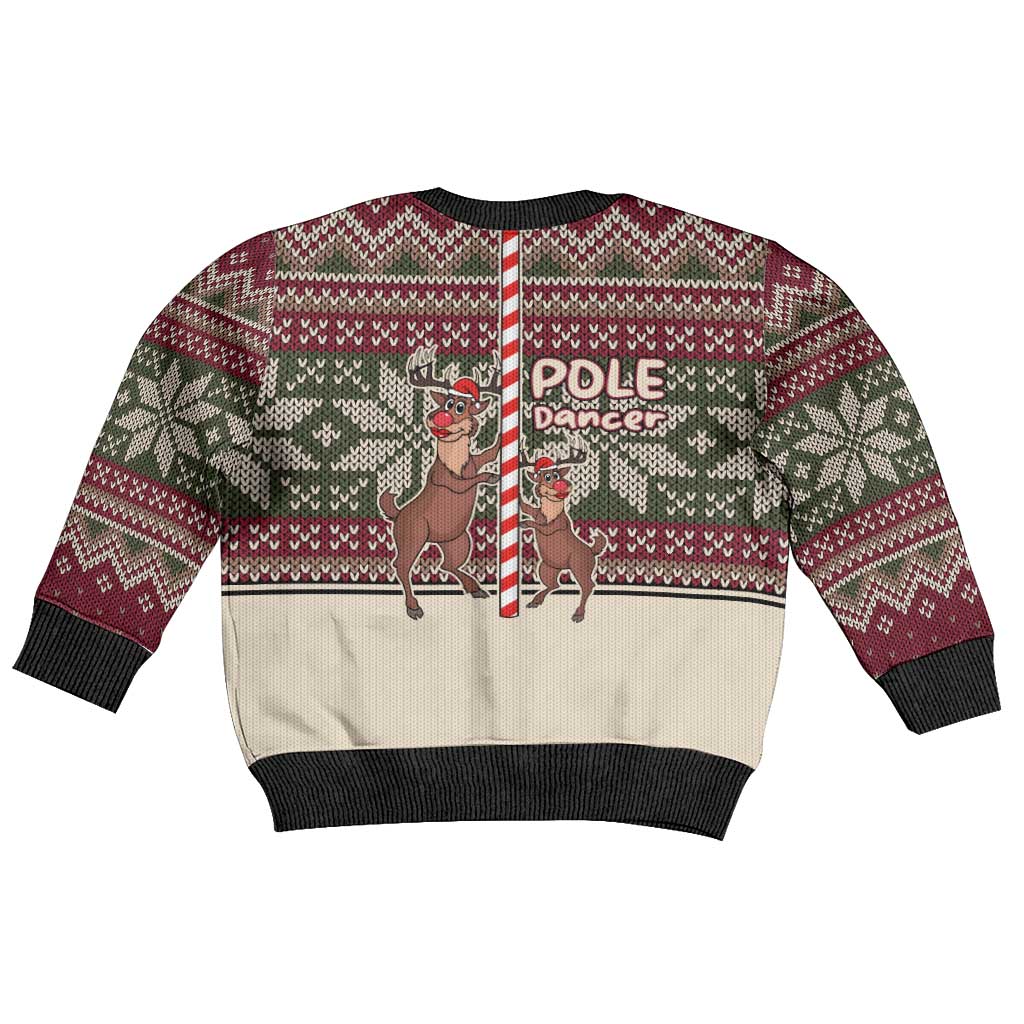 Funny Pole Dancer Reindeer Christmas Kid Ugly Christmas Sweater Xmas Holiday Patterns - Wonder Print Shop