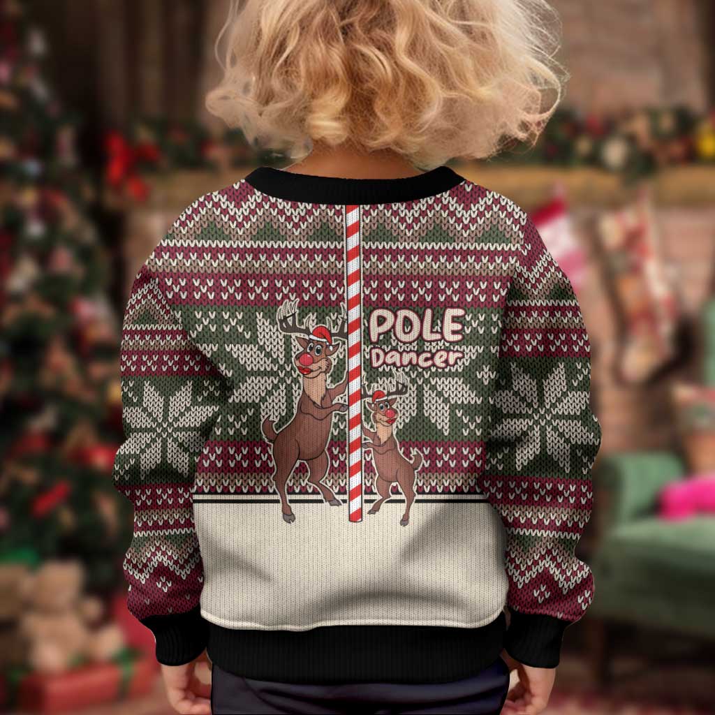 Funny Pole Dancer Reindeer Christmas Kid Ugly Christmas Sweater Xmas Holiday Patterns - Wonder Print Shop