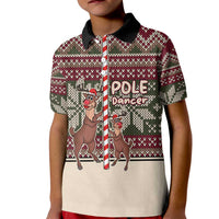 Funny Pole Dancer Reindeer Christmas Kid Polo Shirt Xmas Holiday Patterns - Wonder Print Shop