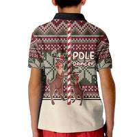 Funny Pole Dancer Reindeer Christmas Kid Polo Shirt Xmas Holiday Patterns - Wonder Print Shop