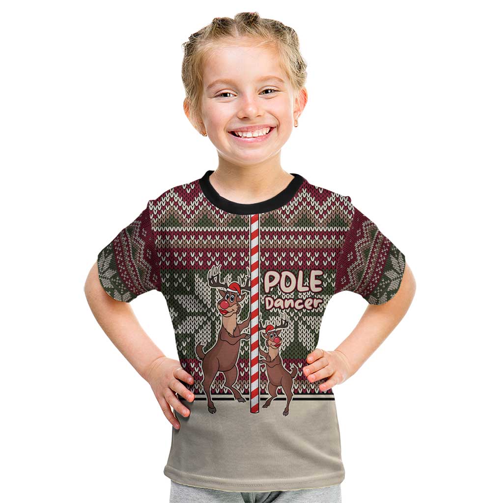 Funny Pole Dancer Reindeer Christmas Kid T Shirt Xmas Holiday Patterns - Wonder Print Shop