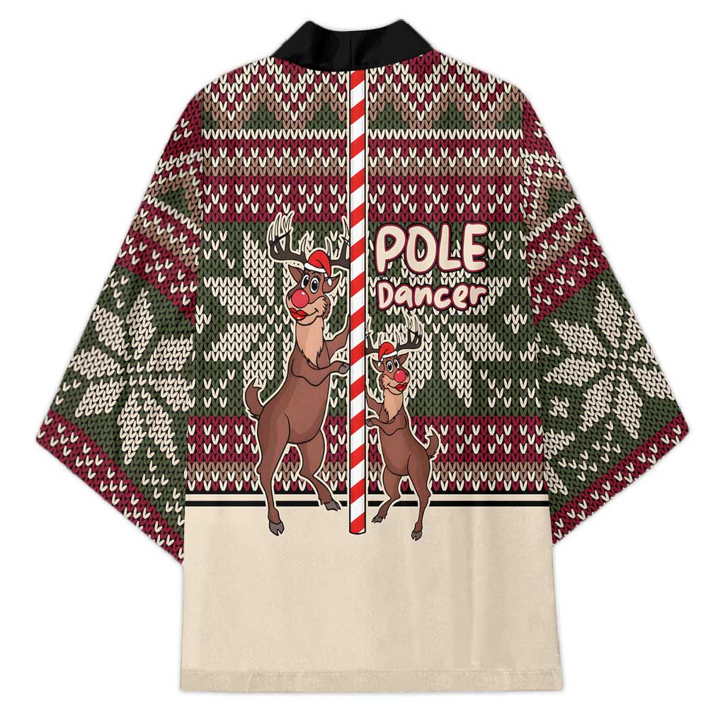 Funny Pole Dancer Reindeer Christmas Kimono Xmas Holiday Patterns - Wonder Print Shop
