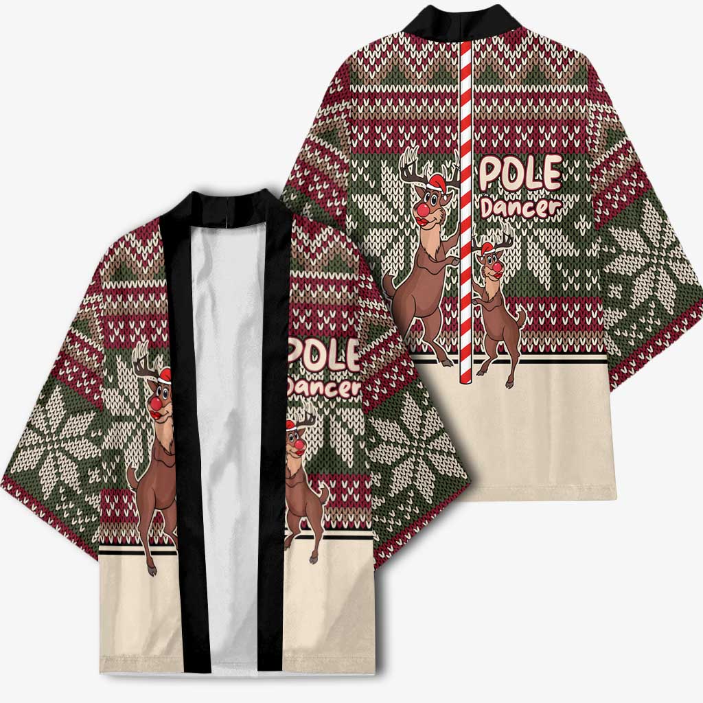 Funny Pole Dancer Reindeer Christmas Kimono Xmas Holiday Patterns - Wonder Print Shop