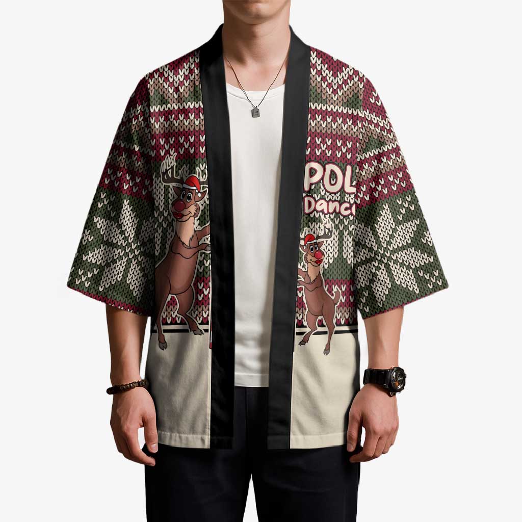 Funny Pole Dancer Reindeer Christmas Kimono Xmas Holiday Patterns - Wonder Print Shop