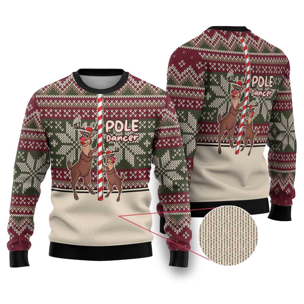 Funny Pole Dancer Reindeer Christmas Ugly Christmas Sweater Xmas Holiday Patterns - Wonder Print Shop