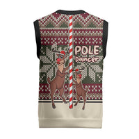 Funny Pole Dancer Reindeer Christmas Knitted V-Neck Vest Xmas Holiday Patterns - Wonder Print Shop
