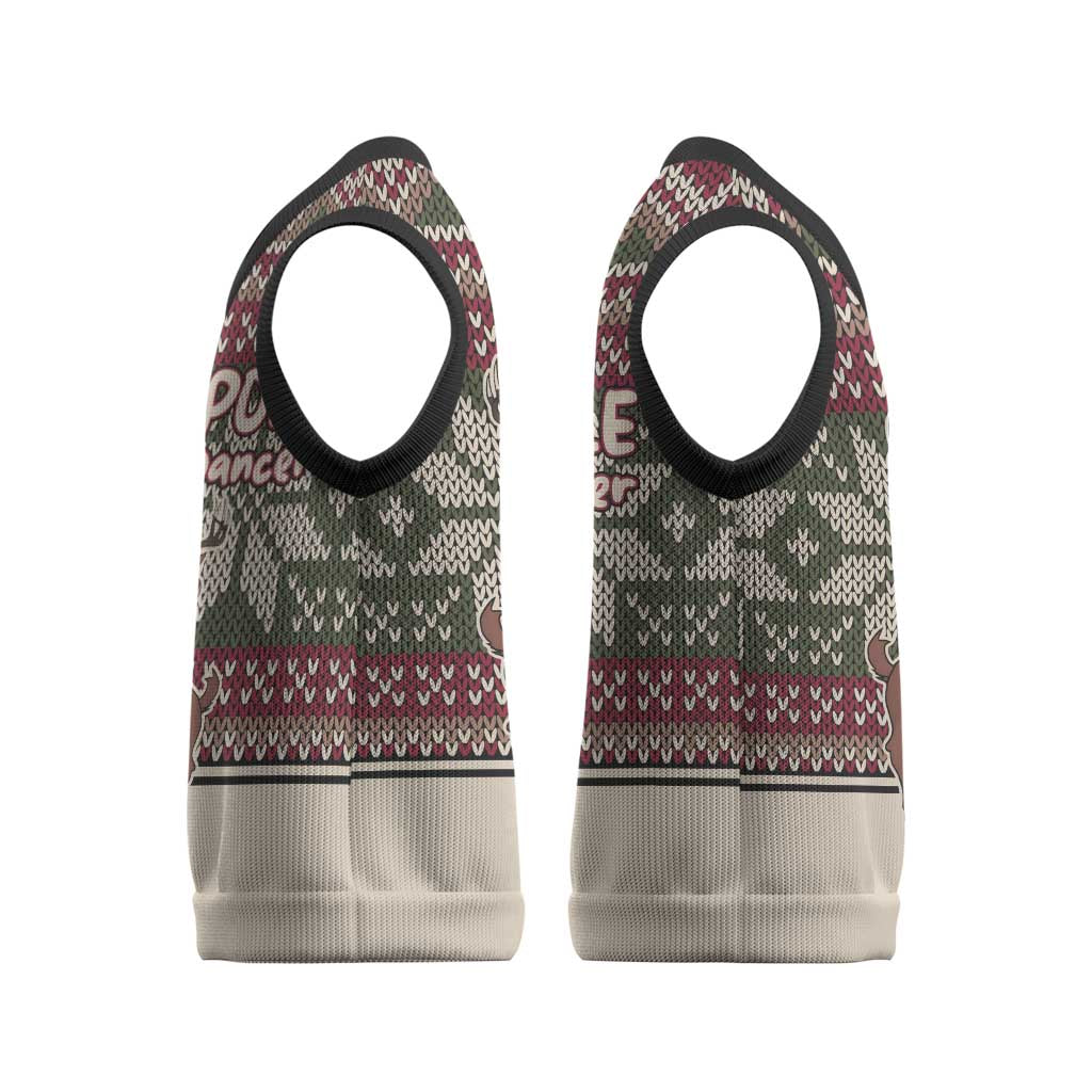 Funny Pole Dancer Reindeer Christmas Knitted V-Neck Vest Xmas Holiday Patterns - Wonder Print Shop