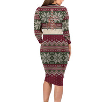 Funny Pole Dancer Reindeer Christmas Long Sleeve Bodycon Dress Xmas Holiday Patterns - Wonder Print Shop