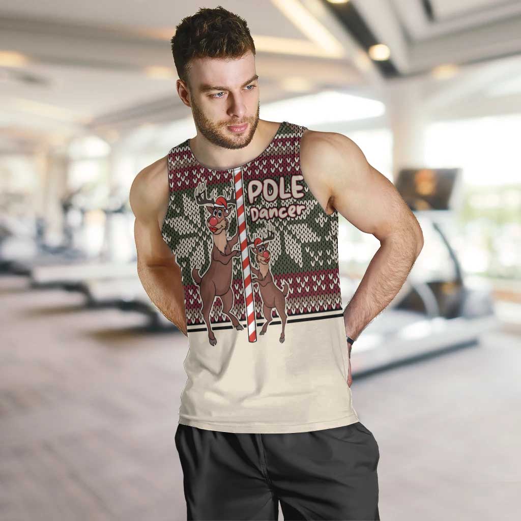 Funny Pole Dancer Reindeer Christmas Men Tank Top Xmas Holiday Patterns - Wonder Print Shop