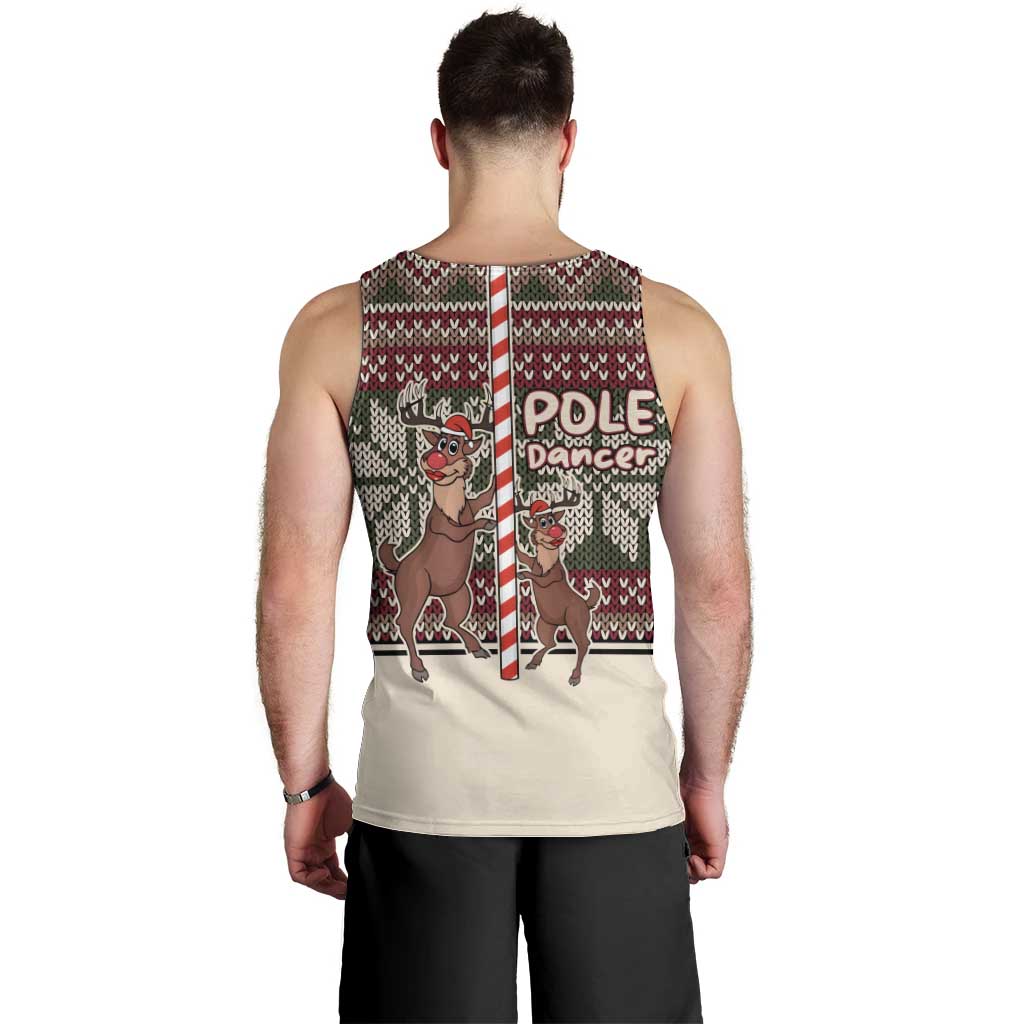 Funny Pole Dancer Reindeer Christmas Men Tank Top Xmas Holiday Patterns - Wonder Print Shop