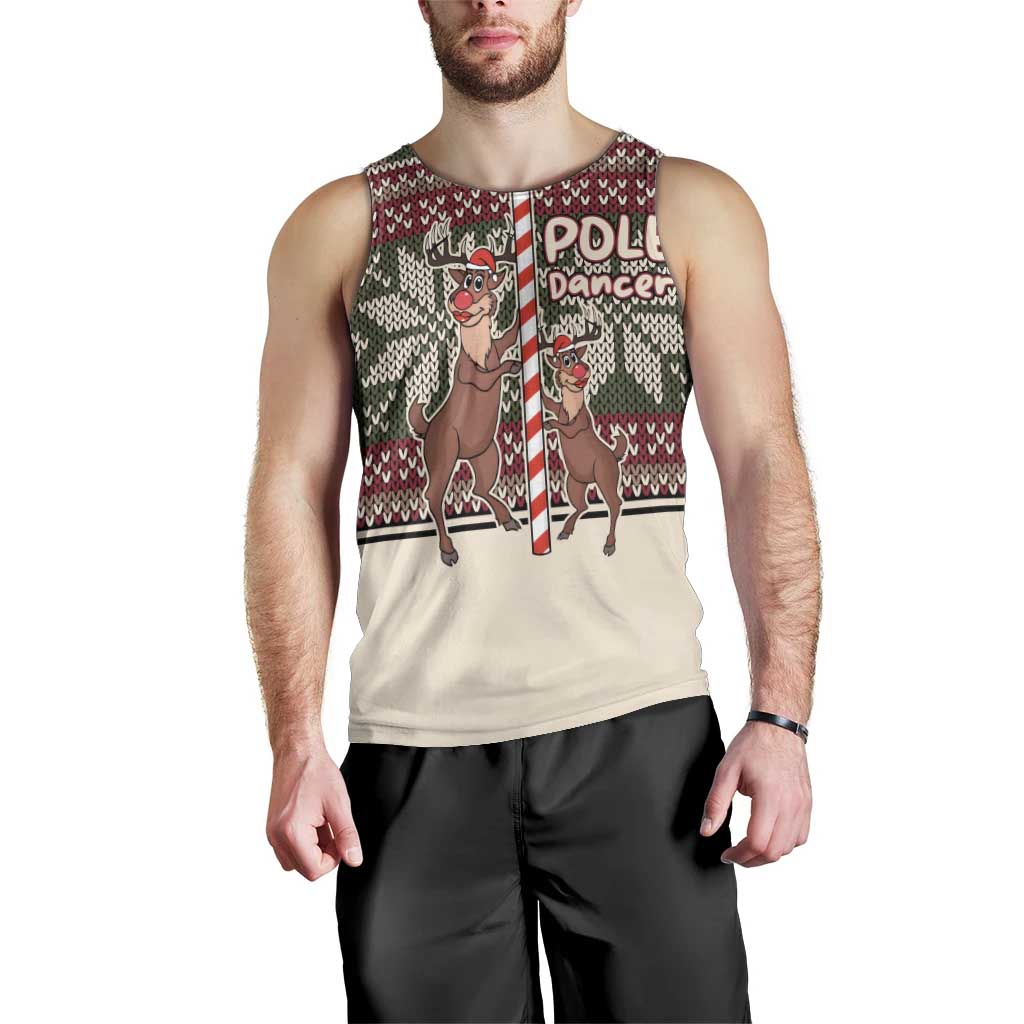 Funny Pole Dancer Reindeer Christmas Men Tank Top Xmas Holiday Patterns - Wonder Print Shop
