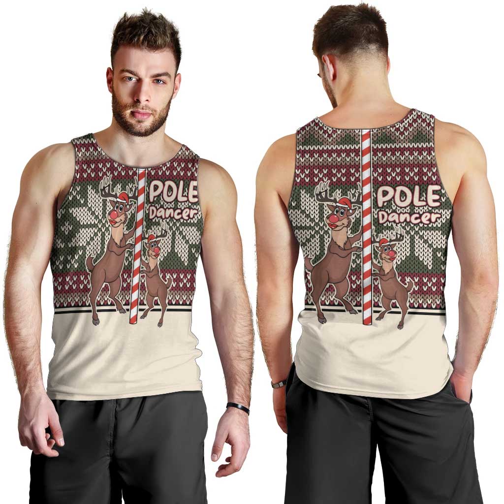 Funny Pole Dancer Reindeer Christmas Men Tank Top Xmas Holiday Patterns - Wonder Print Shop
