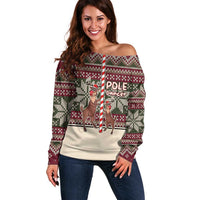 Funny Pole Dancer Reindeer Christmas Off Shoulder Sweater Xmas Holiday Patterns - Wonder Print Shop