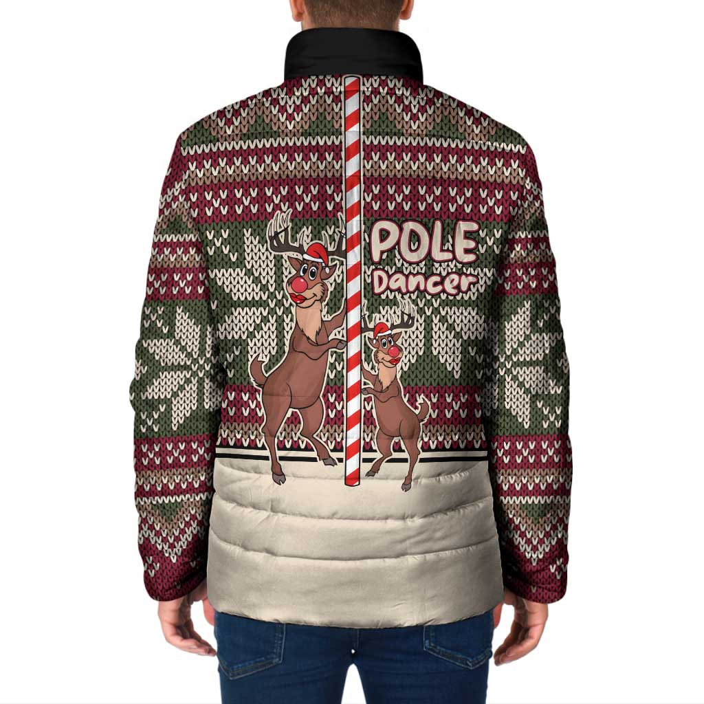 Funny Pole Dancer Reindeer Christmas Padded Jacket Xmas Holiday Patterns - Wonder Print Shop
