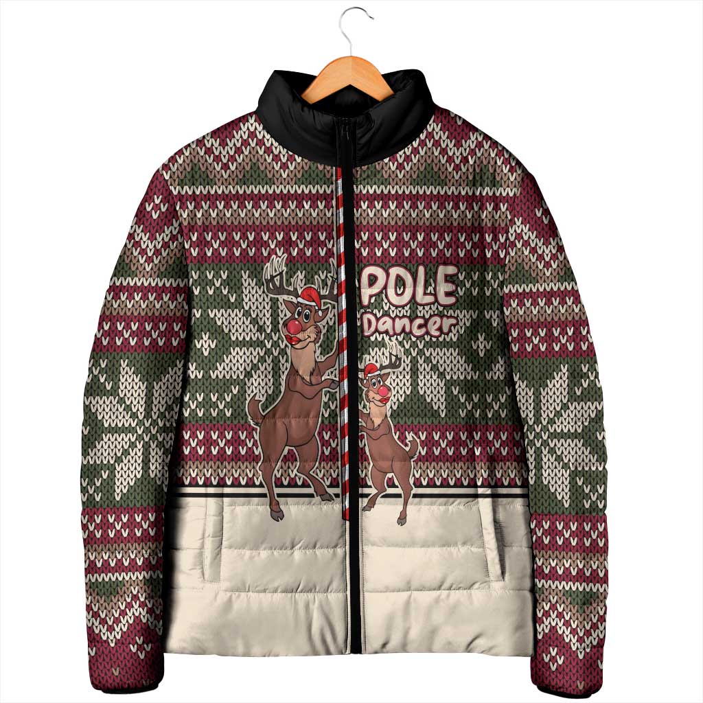 Funny Pole Dancer Reindeer Christmas Padded Jacket Xmas Holiday Patterns - Wonder Print Shop