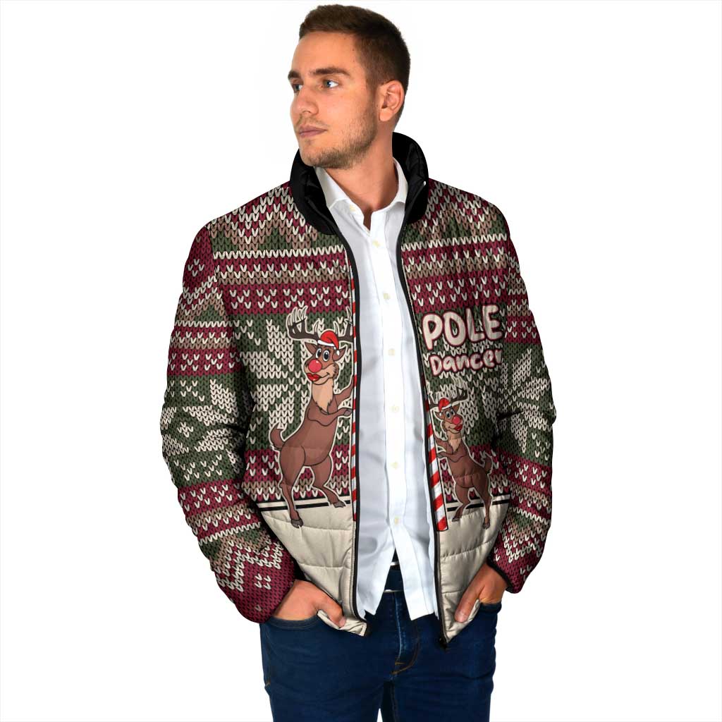 Funny Pole Dancer Reindeer Christmas Padded Jacket Xmas Holiday Patterns - Wonder Print Shop