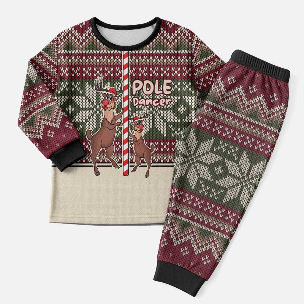 Funny Pole Dancer Reindeer Christmas Pajama Set Xmas Holiday Patterns - Wonder Print Shop