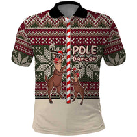 Funny Pole Dancer Reindeer Christmas Polo Shirt Xmas Holiday Patterns - Wonder Print Shop