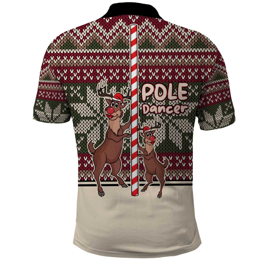 Funny Pole Dancer Reindeer Christmas Polo Shirt Xmas Holiday Patterns - Wonder Print Shop