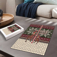 Funny Pole Dancer Reindeer Christmas Puzzle Xmas Holiday Patterns - Wonder Print Shop