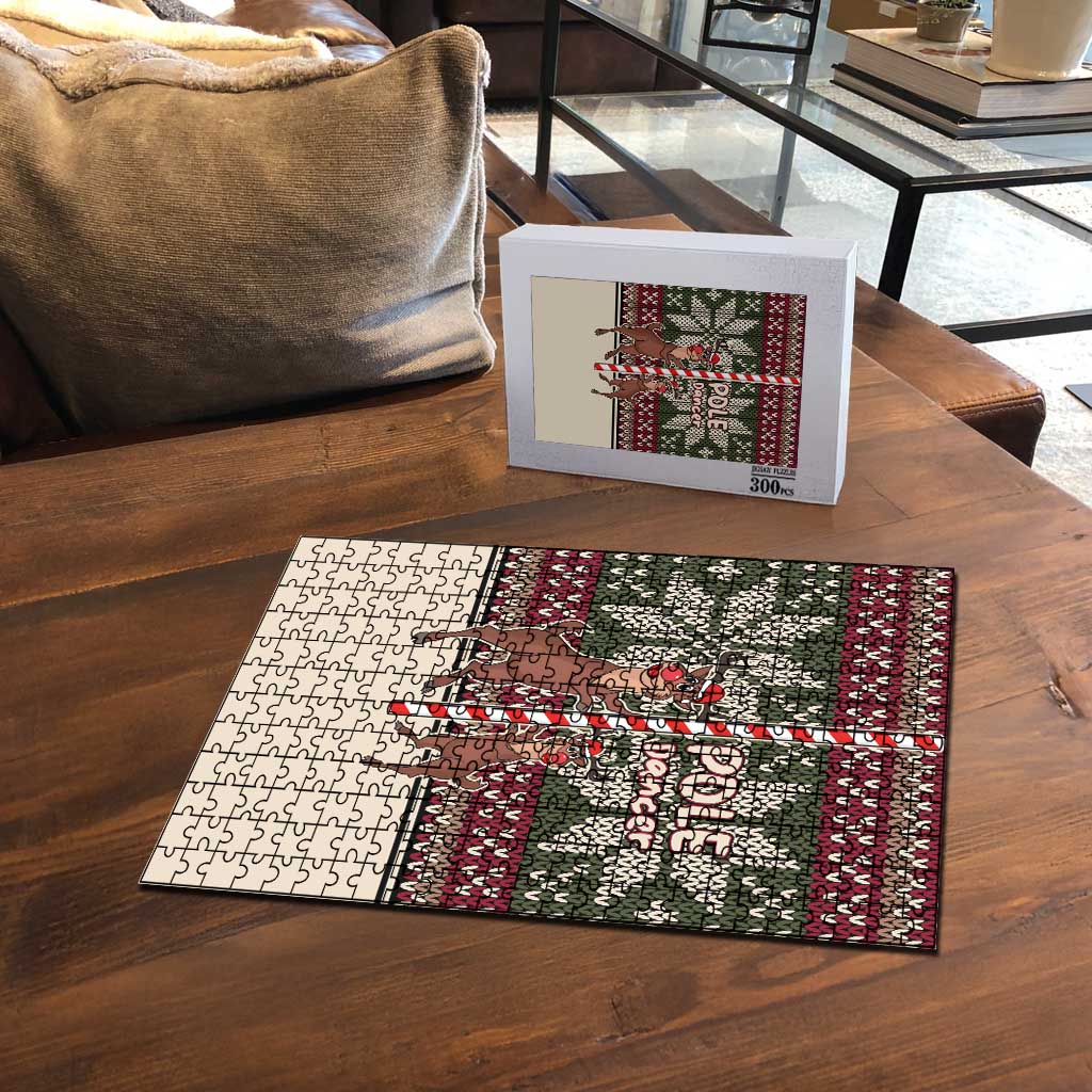 Funny Pole Dancer Reindeer Christmas Puzzle Xmas Holiday Patterns - Wonder Print Shop