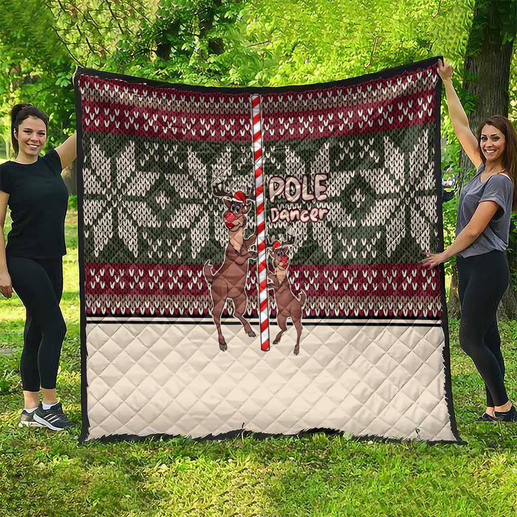 Funny Pole Dancer Reindeer Christmas Quilt Xmas Holiday Patterns - Wonder Print Shop