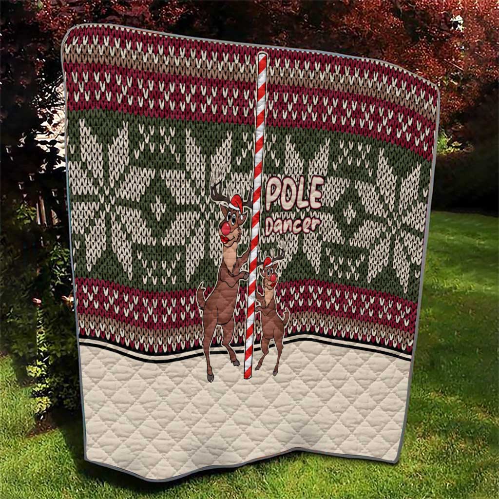 Funny Pole Dancer Reindeer Christmas Quilt Xmas Holiday Patterns - Wonder Print Shop